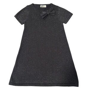 Sparkling Black Kids Dress with Bow